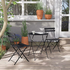 Ensemble bistrot pliant en métal 3 pièces, salon de conversation intérieur/extérieur résistant aux intempéries pour patio, cour, jardin