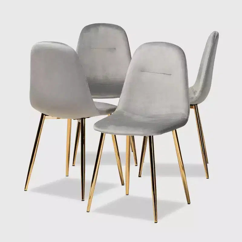 Lot de 4 chaises de salle à manger en métal et velours Elyse - Baxton Studio