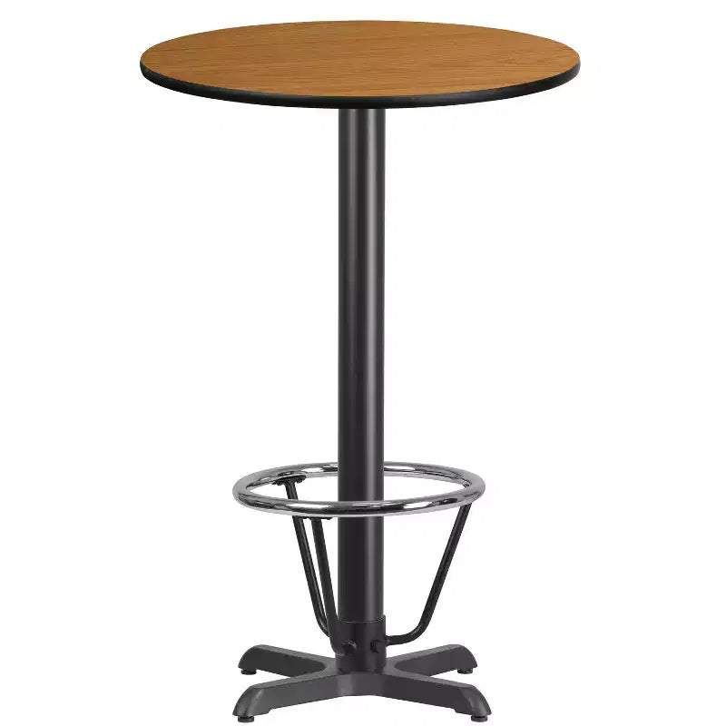 Plateau de table rond stratifié de 24 po Flash Furniture avec base de table hauteur bar de 22 po x 22 po et repose-pieds