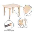 Flash Furniture 21,875 po (L) x 26,625 po (l) Table d'activités rectangulaire en plastique à hauteur réglable