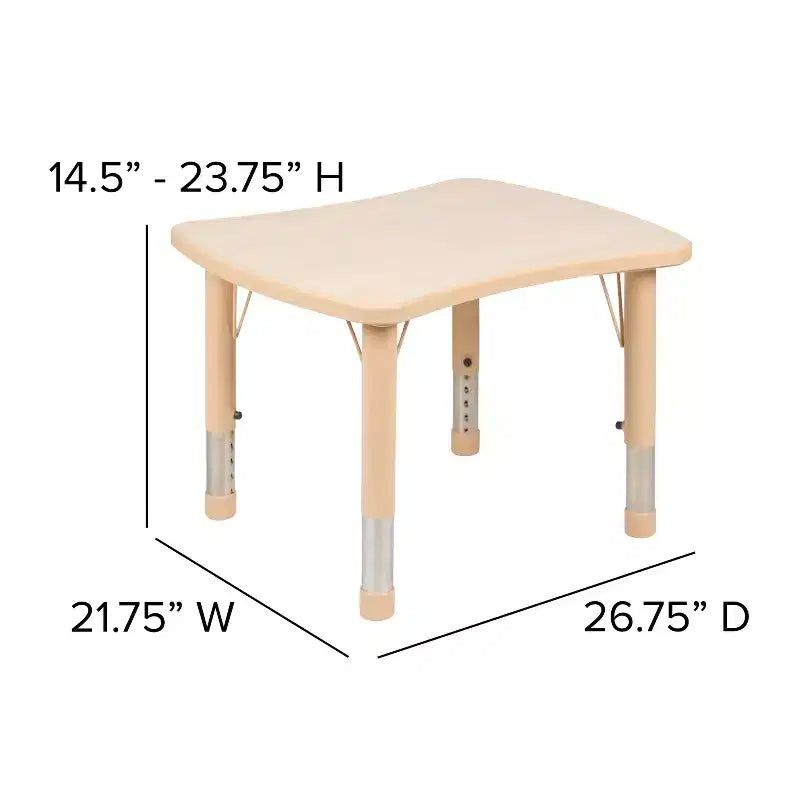 Flash Furniture 21,875 po (L) x 26,625 po (l) Table d'activités rectangulaire en plastique à hauteur réglable