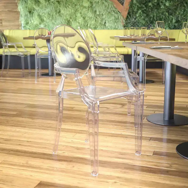 Chaise fantôme Flash Furniture avec accoudoirs en cristal transparent