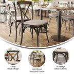 Chaise empilable en bois à dossier croisé Flash Furniture série HERCULES avec coussin