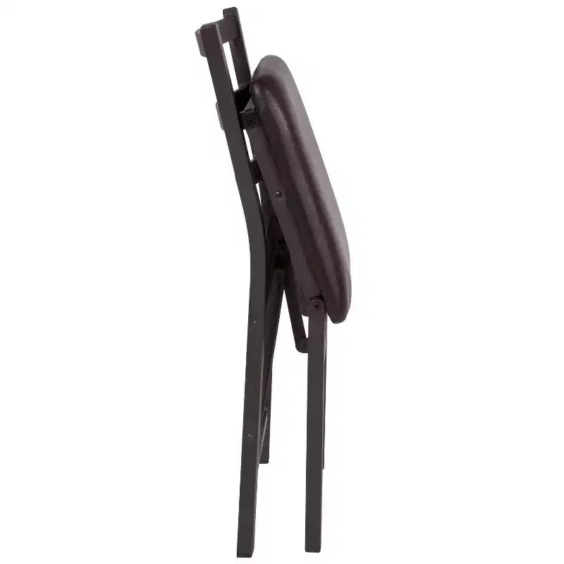 Chaise en métal pliante avec dossier en échelle et siège en vinyle marron de la série HERCULES de Flash Furniture