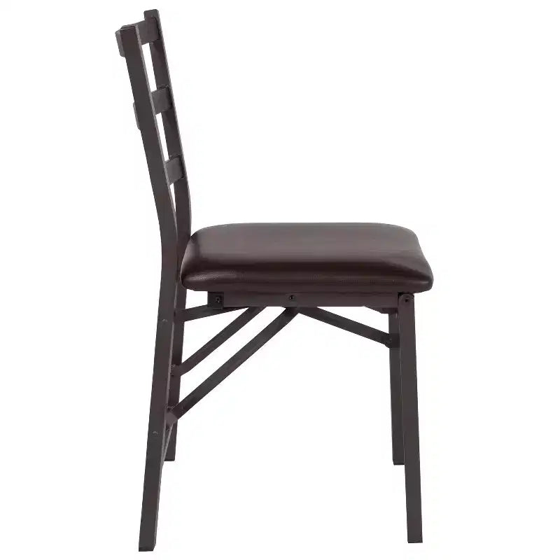 Chaise en métal pliante avec dossier en échelle et siège en vinyle marron de la série HERCULES de Flash Furniture