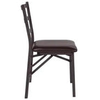 Chaise en métal pliante avec dossier en échelle et siège en vinyle marron de la série HERCULES de Flash Furniture