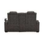 Signature Design by Ashley HyllMont – Causeuse inclinable électrique grise avec console – 71,75 po L x 39 po P x 44 po H