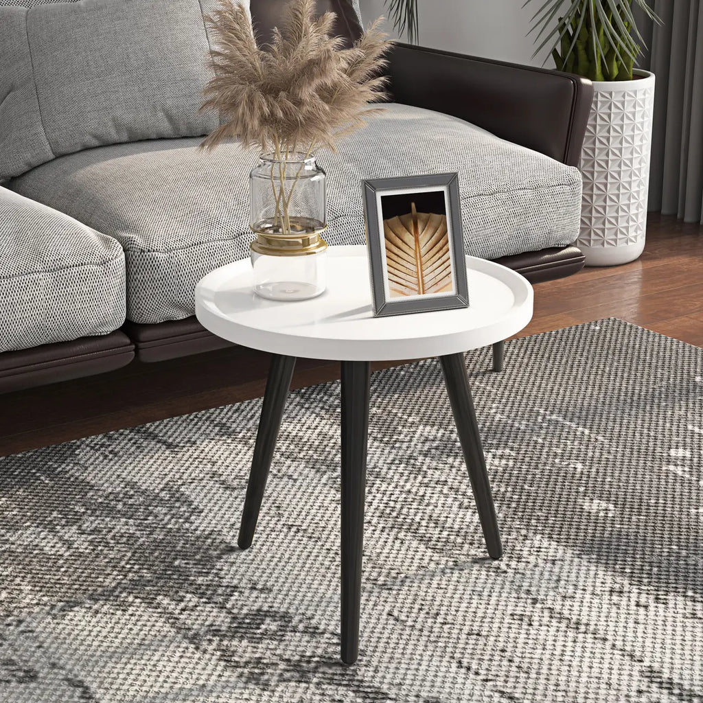 Table d'appoint ronde en bois blanc pour le salon