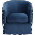 Fauteuil pivotant d'appoint bleu marine avec clous Fullerton Elements