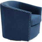 Fauteuil pivotant d'appoint bleu marine avec clous Fullerton Elements