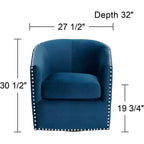 Fauteuil pivotant d'appoint bleu marine avec clous Fullerton Elements