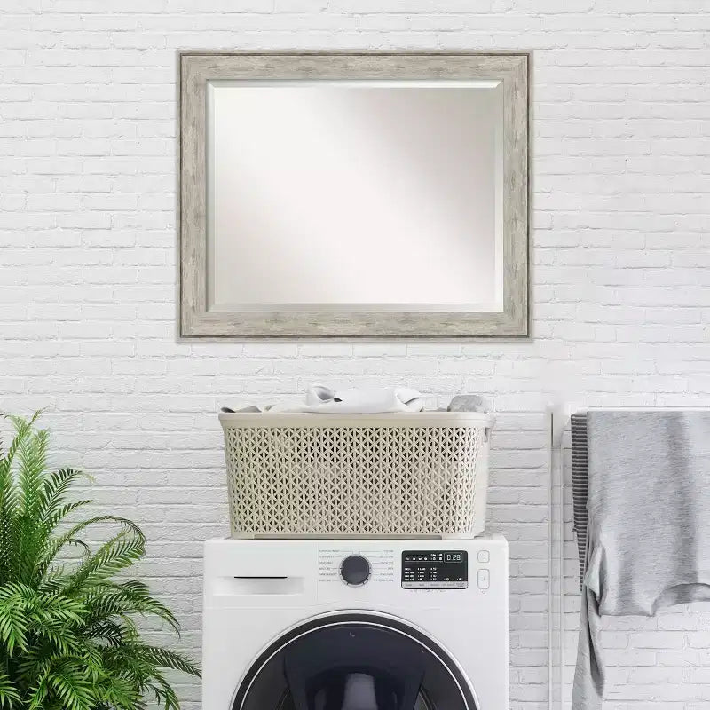 Miroir Mural de Salle de Bain Encadré Craquelé Métallique - Amanti Art