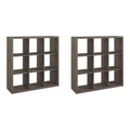 ClosetMaid 459000 Heavy Duty Decorative Bookcase Open Back 9-Cube Storage Organizer, Graphite Gray (2 Pack)