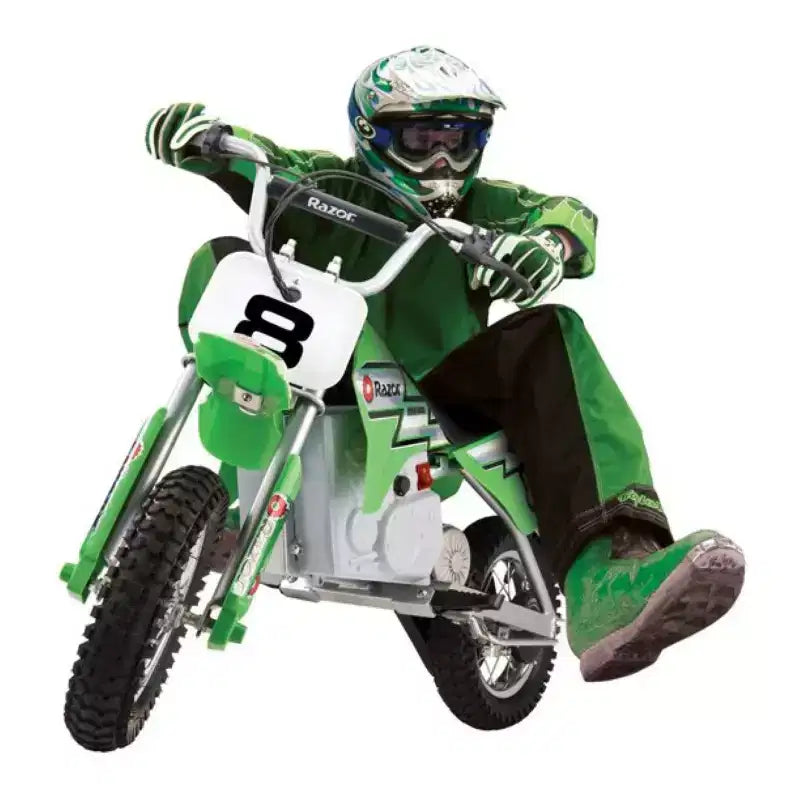 Razor MX400 Rocket de Saleté pour Enfants et Adolescents 24V Moto de Motocross Électrique à Couple Élevé, Jouet, Vitesse jusqu'à 22,5 km/h, Noir et Vert, Lot de 2