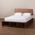 Lit plateforme de rangement Baxton Studio Vita 4 tiroirs en bois de style transitionnel moderne noyer/marron
