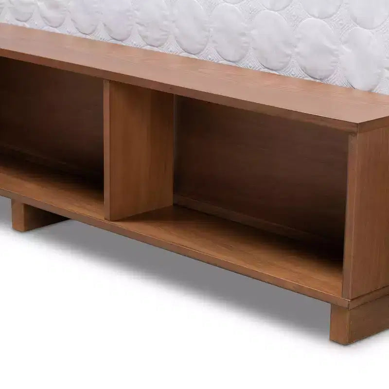 Lit plateforme de rangement Baxton Studio Vita 4 tiroirs en bois de style transitionnel moderne noyer/marron