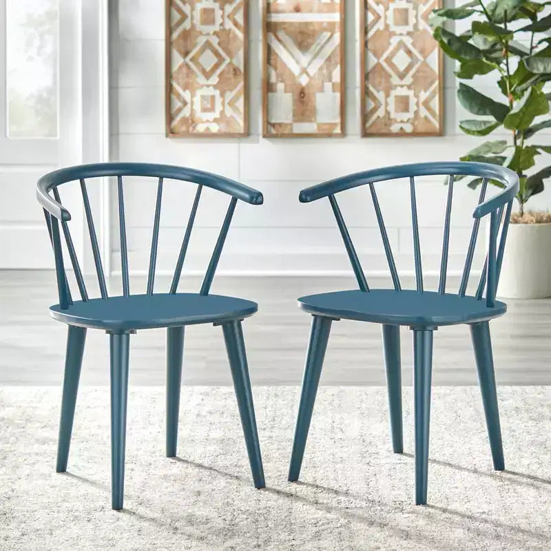 Lot de 2 chaises de salle à manger en bois massif à dossier incurvé Florence Buylateral