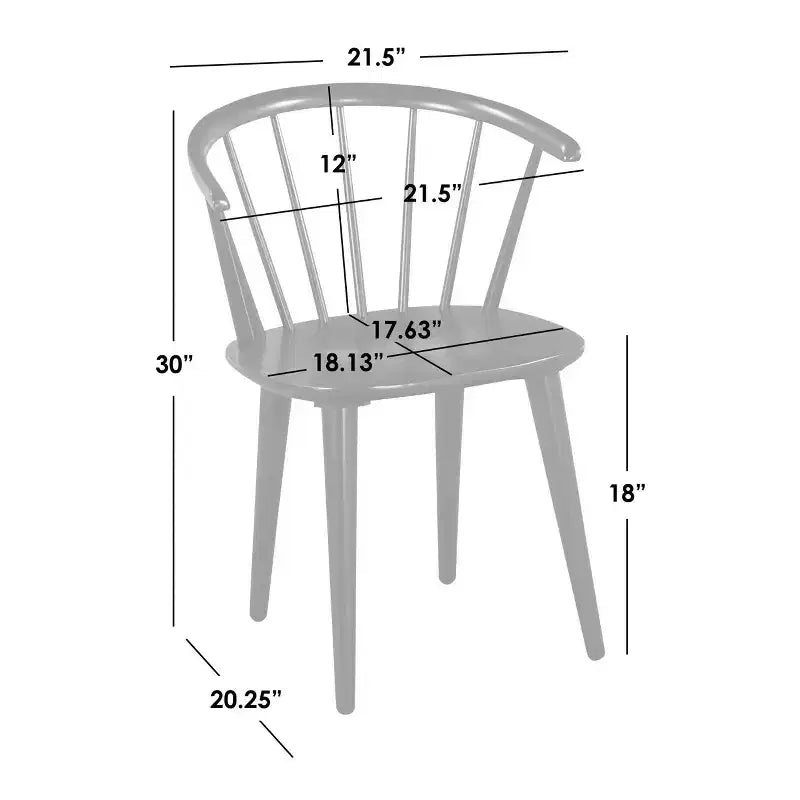 Lot de 2 chaises de salle à manger en bois massif à dossier incurvé Florence Buylateral