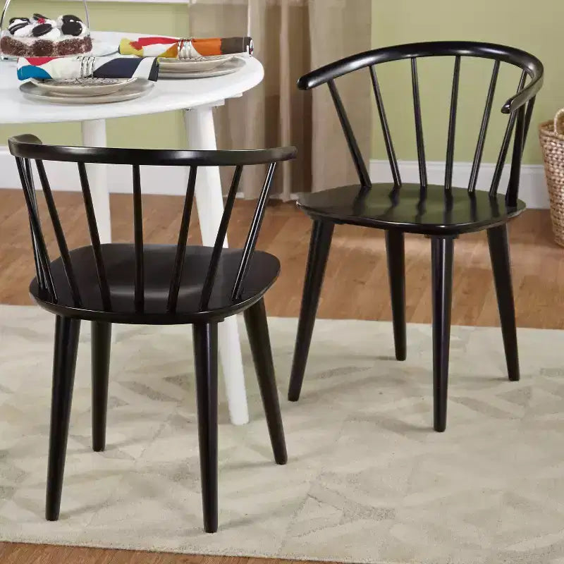 Lot de 2 chaises de salle à manger en bois massif à dossier incurvé Florence Buylateral