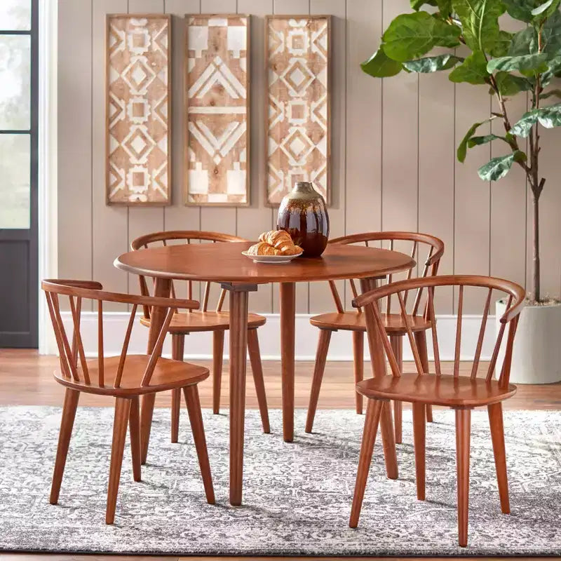 Lot de 2 chaises de salle à manger en bois massif à dossier incurvé Florence Buylateral