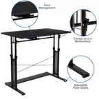 Flash Furniture Bureau de travail assis-debout réglable en hauteur (69,2-90,8 cm) pour domicile