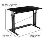 Flash Furniture Bureau de travail assis-debout réglable en hauteur (69,2-90,8 cm) pour domicile