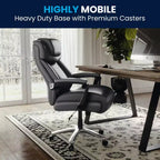 Fauteuil de bureau ergonomique pivotant en LeatherSoft, série HERCULES, de Flash Furniture, pour personnes de grande taille, capacité de 227 kg, avec appuie-tête réglable en hauteur