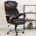 Fauteuil de bureau ergonomique pivotant en LeatherSoft, série HERCULES, de Flash Furniture, pour personnes de grande taille, capacité de 227 kg, avec appuie-tête réglable en hauteur