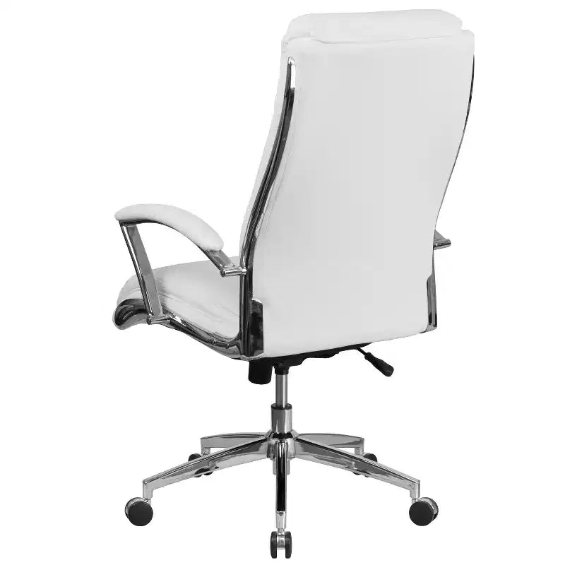 Flash Furniture Chaise de bureau exécutive pivotante en tissu lisse à dossier haut avec base et accoudoirs chromés