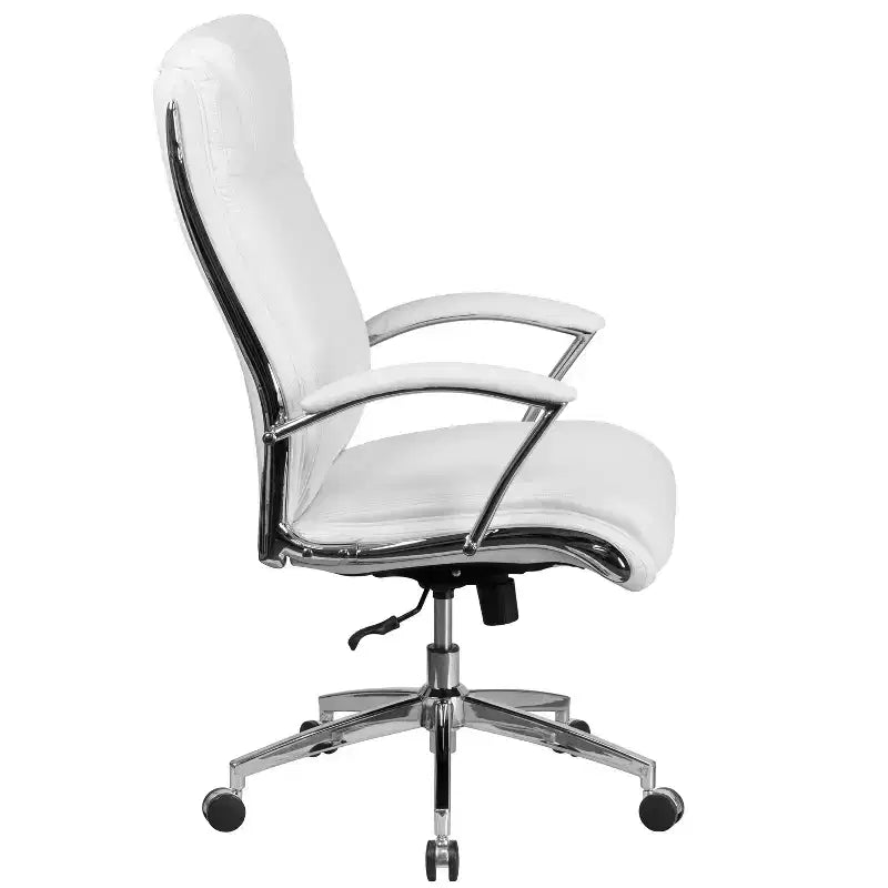 Flash Furniture Chaise de bureau exécutive pivotante en tissu lisse à dossier haut avec base et accoudoirs chromés
