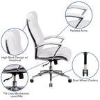 Flash Furniture Chaise de bureau exécutive pivotante en tissu lisse à dossier haut avec base et accoudoirs chromés