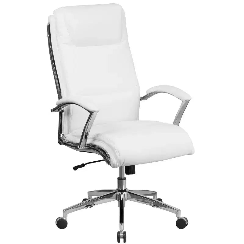 Flash Furniture Chaise de bureau exécutive pivotante en tissu lisse à dossier haut avec base et accoudoirs chromés