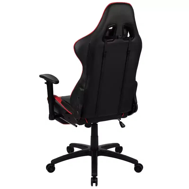 Chaise de jeu Flash Furniture X30 Chaise de bureau ergonomique de course avec dossier entièrement inclinable et repose-pieds coulissant en cuir souple rouge