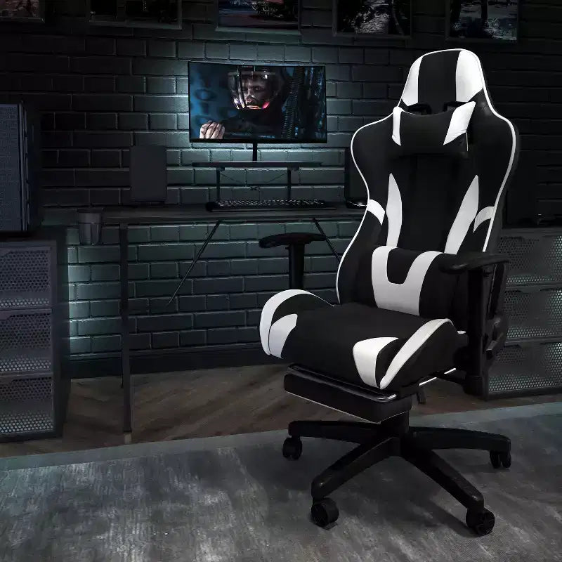 Chaise de jeu Flash Furniture X30 Chaise de bureau ergonomique de course avec dossier entièrement inclinable et repose-pieds coulissant en cuir souple rouge