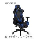 Chaise de jeu Flash Furniture X30 Chaise de bureau ergonomique de course avec dossier entièrement inclinable et repose-pieds coulissant en cuir souple rouge