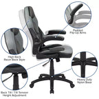 Fauteuil de bureau ergonomique pivotant réglable Flash Furniture X10 pour gamer avec accoudoirs relevables
