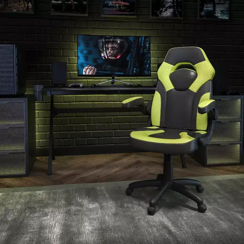 Fauteuil de bureau ergonomique pivotant réglable Flash Furniture X10 pour gamer avec accoudoirs relevables