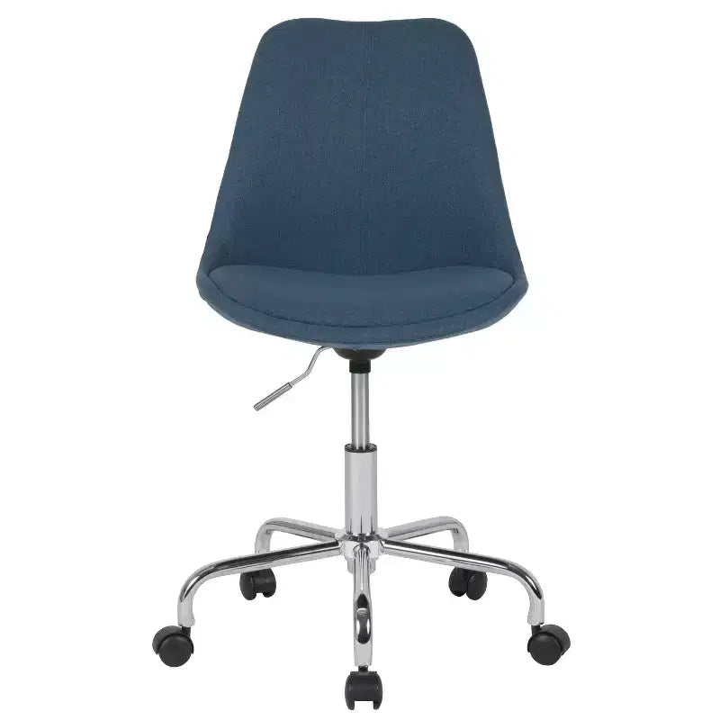 Chaise de bureau pivotante ergonomique en tissu à dossier mi-hauteur avec vérin pneumatique et piètement chromé Flash Furniture Aurora