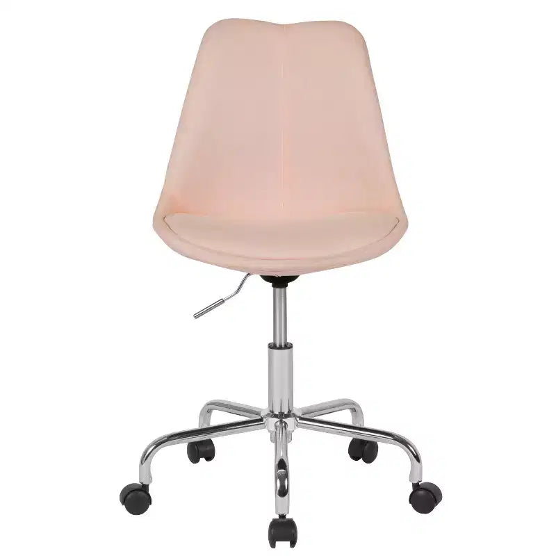 Chaise de bureau pivotante ergonomique en tissu à dossier mi-hauteur avec vérin pneumatique et piètement chromé Flash Furniture Aurora
