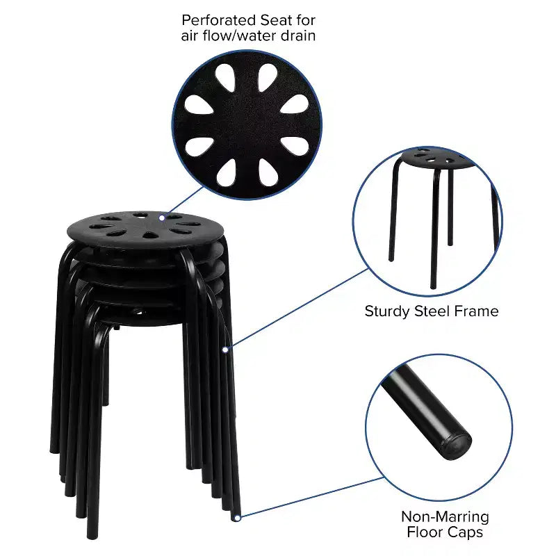 Tabourets empilables emboîtables en plastique Flash Furniture, 17,5 po de hauteur (paquet de 5)