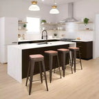 Tabouret de bar d'intérieur en métal de 76 cm de hauteur avec assise en bois, de la marque Flash Furniture - Lot de 4 empilables