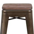 Tabouret de bar d'intérieur en métal de 76 cm de hauteur avec assise en bois, de la marque Flash Furniture - Lot de 4 empilables