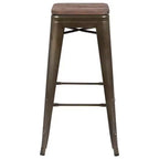 Tabouret de bar d'intérieur en métal de 76 cm de hauteur avec assise en bois, de la marque Flash Furniture - Lot de 4 empilables