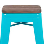 Tabouret de bar d'intérieur en métal de 76 cm de hauteur avec assise en bois, de la marque Flash Furniture - Lot de 4 empilables