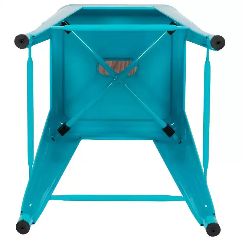 Tabouret de bar d'intérieur en métal de 76 cm de hauteur avec assise en bois, de la marque Flash Furniture - Lot de 4 empilables