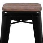 Tabouret de bar d'intérieur en métal de 76 cm de hauteur avec assise en bois, de la marque Flash Furniture - Lot de 4 empilables