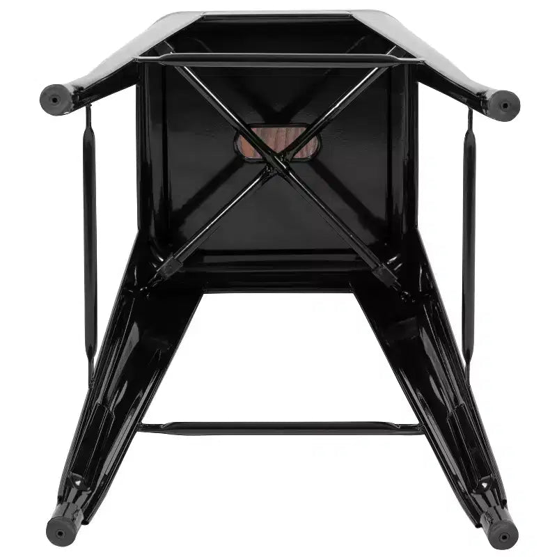 Tabouret de bar d'intérieur en métal de 76 cm de hauteur avec assise en bois, de la marque Flash Furniture - Lot de 4 empilables