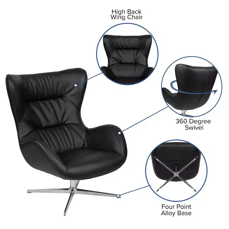 Fauteuil pivotant d'appoint Flash Furniture Rétro pour la maison et le bureau