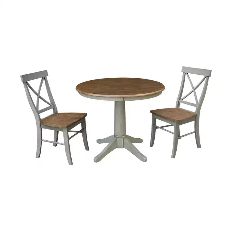 36 Table piédestal David Round Top avec 2 chaises à dossier X – International Concepts