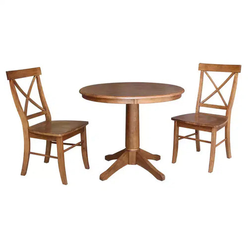 36 David Round Top Pedestal Table with 2 X Back Chairs - International Concepts